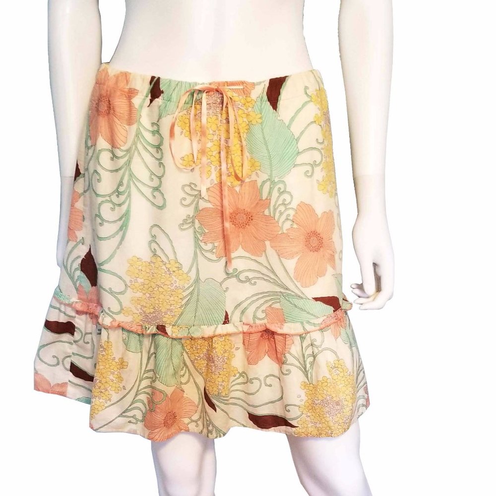 Vintage Scott Cotton Floral Ruffle Skirt